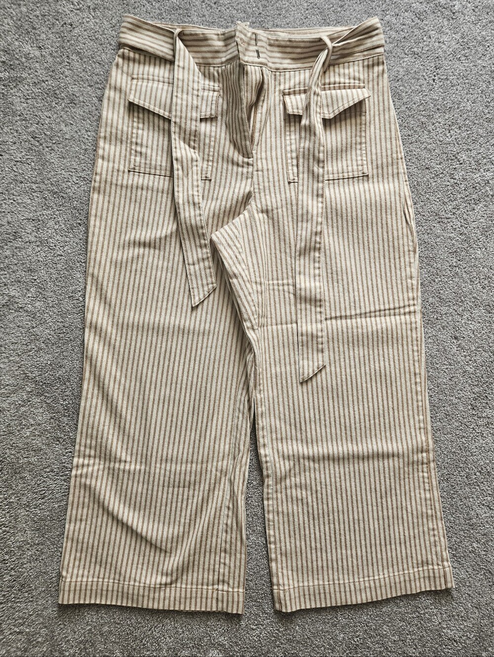 LOFT Striped Cropped Wide Leg Pant